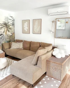 Divano angolare 4 posti LUNNER Velluto a coste Marrone Lato Sinistro