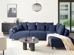 Divano angolare 4 posti LUNNER Velluto a coste Blu scuro Lato Sinistro