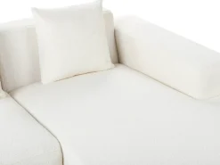 Divano angolare 4 posti LUNGO Bouclé Bianco con ottomana Lato Sinistro