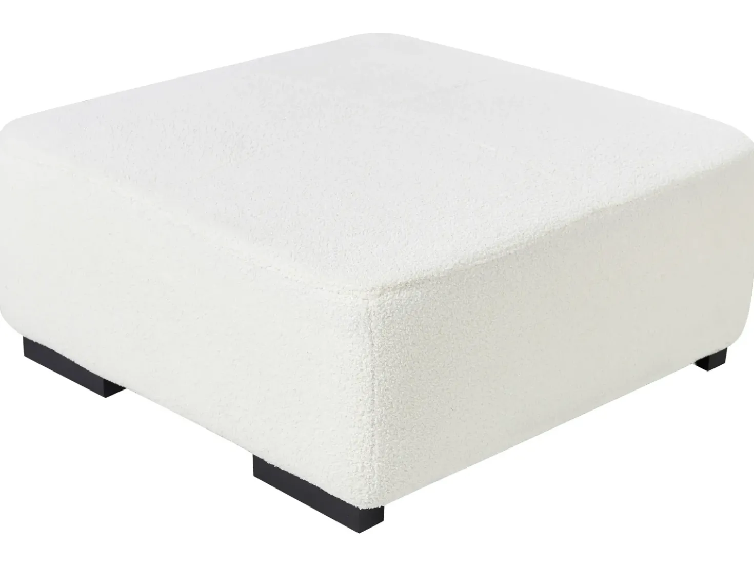 Divano angolare 4 posti LUNGO Bouclé Bianco con ottomana Lato Sinistro