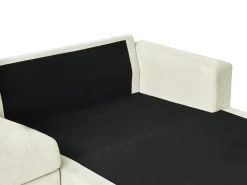 Divano angolare 3 posti MALOY Ciniglia Bianco sporco Lato Sinistro