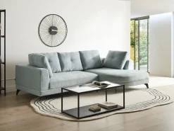 Divano angolare 3 posti MARUM Ciniglia Azzurro Lato Sinistro