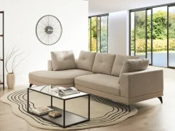 Divano angolare 3 posti MARUM Lino sintetico Beige chiaro Lato destro