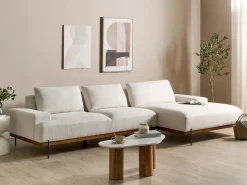 Divano angolare 4 posti MARIFERD Tessuto Beige chiaro Lato Sinistro