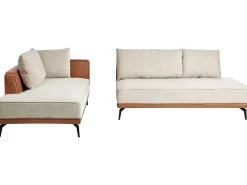 Divano angolare 3 posti MYKEN Tessuto Beige chiaro Lato destro