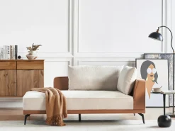 Divano angolare 3 posti MYKEN Tessuto Beige chiaro Lato destro