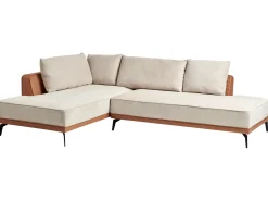 Divano angolare 3 posti MYKEN Tessuto Beige chiaro Lato destro