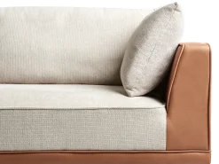 Divano angolare 3 posti MYKEN Tessuto Beige chiaro Lato destro