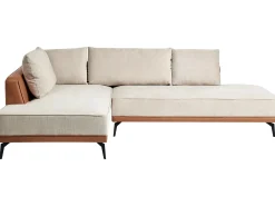 Divano angolare 3 posti MYKEN Tessuto Beige chiaro Lato destro