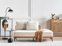 Divano angolare 3 posti MYKEN Tessuto Beige chiaro Lato destro