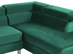Divano angolare 5 posti NORREA Velluto Verde smeraldo Lato Sinistro