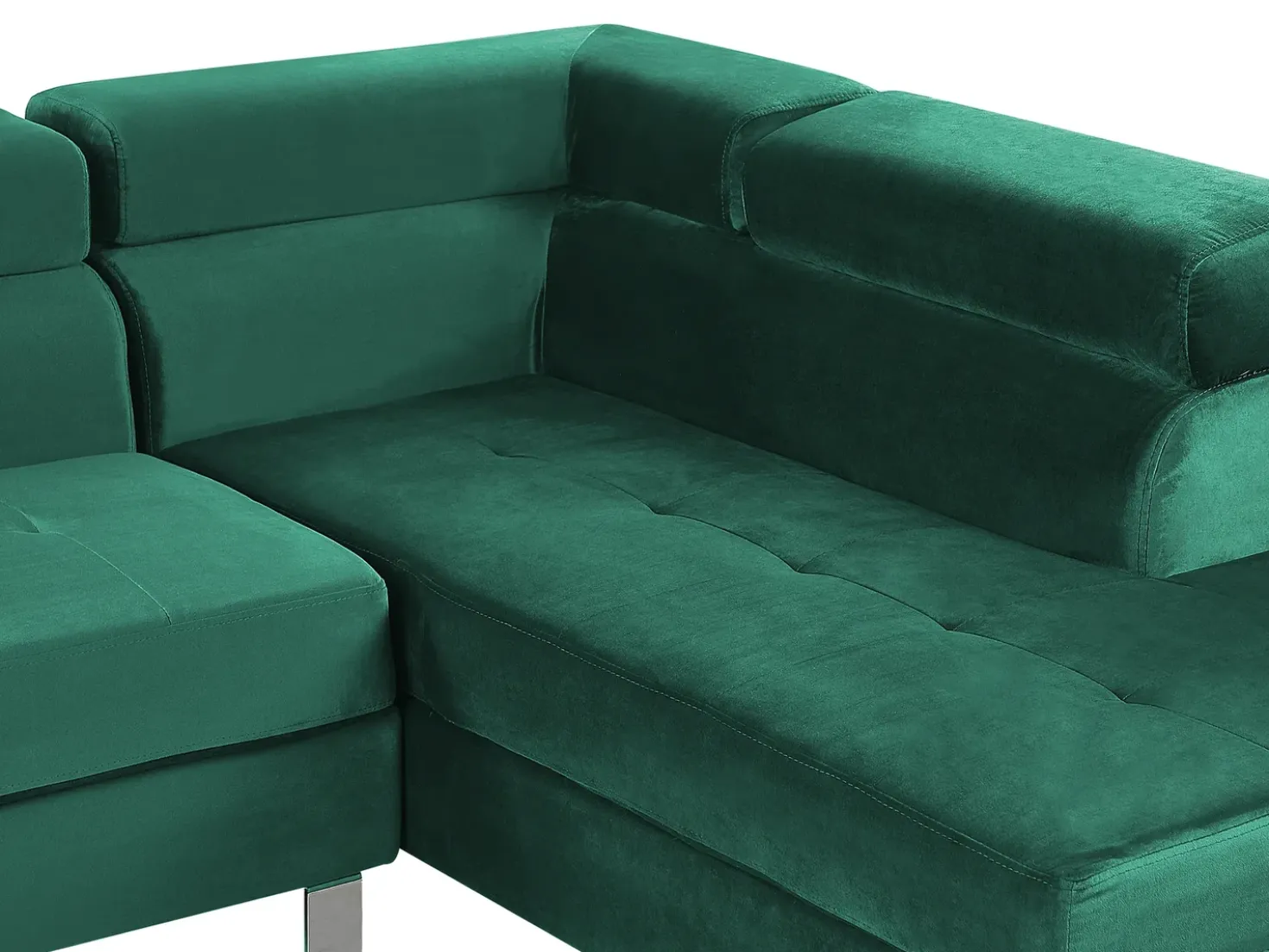 Divano angolare 5 posti NORREA Velluto Verde smeraldo Lato Sinistro