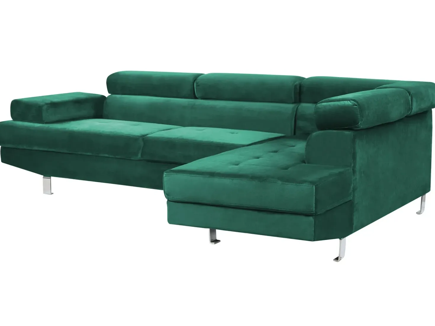 Divano angolare 5 posti NORREA Velluto Verde smeraldo Lato Sinistro