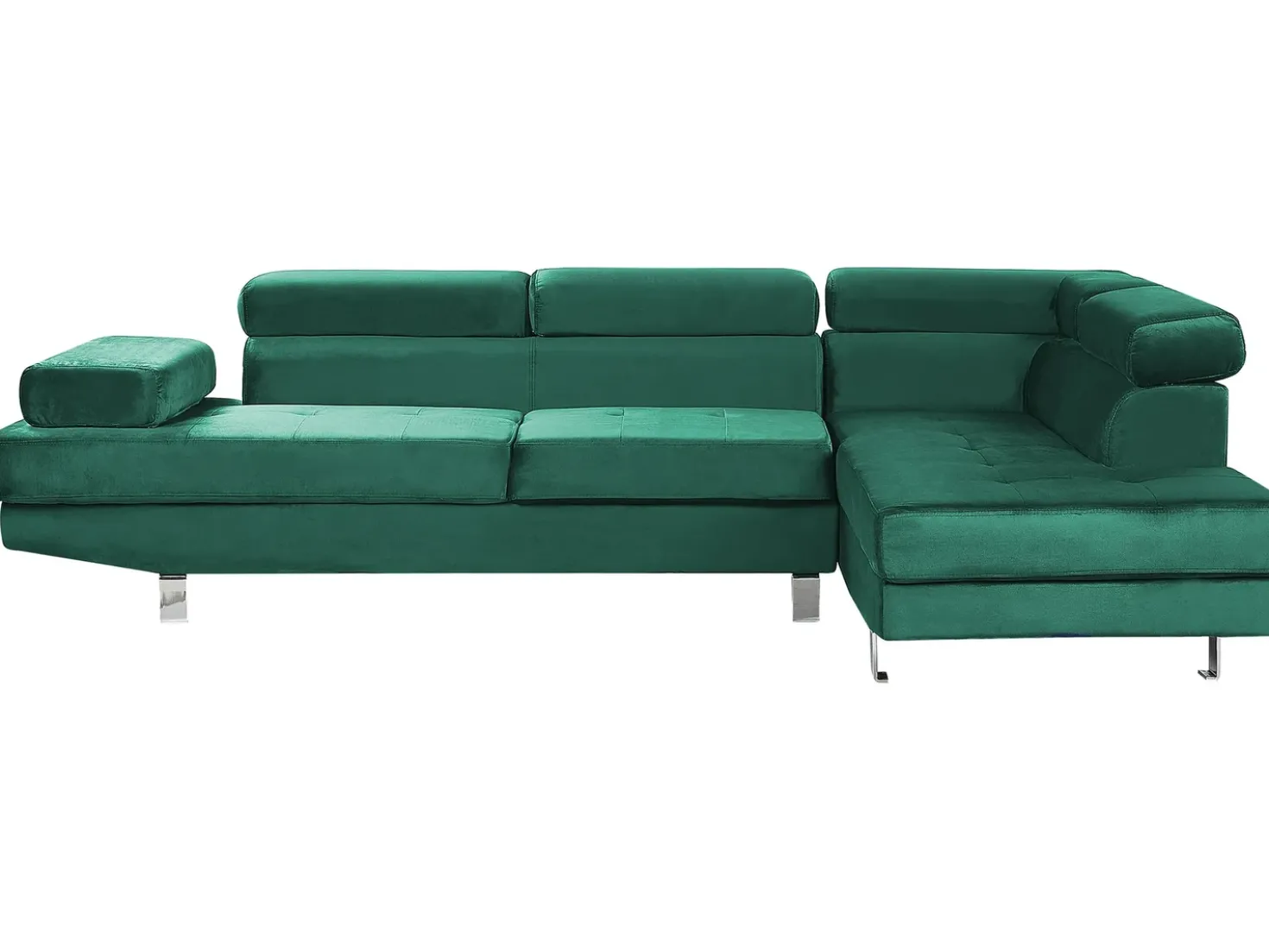 Divano angolare 5 posti NORREA Velluto Verde smeraldo Lato Sinistro