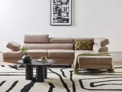 Divano angolare 5 posti NORREA Tessuto Beige Lato Sinistro