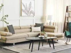 Divano angolare 5 posti NORREA Tessuto Beige chiaro Lato Sinistro