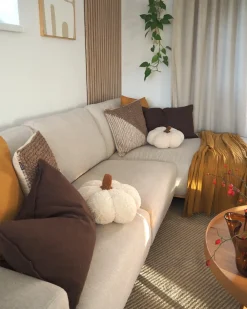 Divano angolare 3 posti NORA Tessuto Beige Lato Sinistro