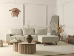 Divano angolare 3 posti NORA Tessuto Beige Lato Sinistro