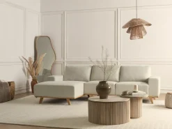 Divano angolare 3 posti NORA Tessuto Beige Lato destro