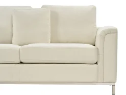 Divano angolare 5 posti OSLO Tessuto Beige con ottomana Lato destro