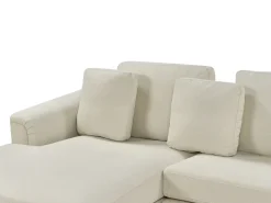 Divano angolare 5 posti OSLO Tessuto Beige con ottomana Lato destro