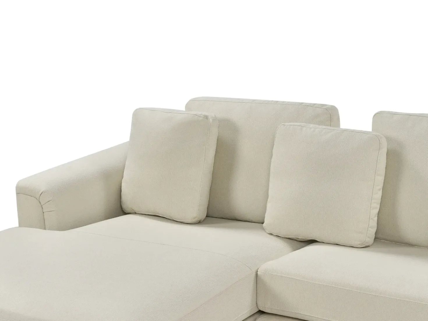 Divano angolare 5 posti OSLO Tessuto Beige con ottomana Lato destro