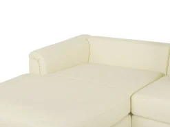 Divano angolare 5 posti OSLO Pelle naturale Beige chiaro con ottomana Lato destro