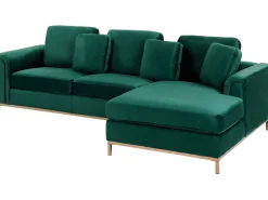 Divano angolare 4 posti OSLO Velluto Verde scuro Lato Sinistro