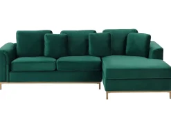 Divano angolare 4 posti OSLO Velluto Verde scuro Lato Sinistro