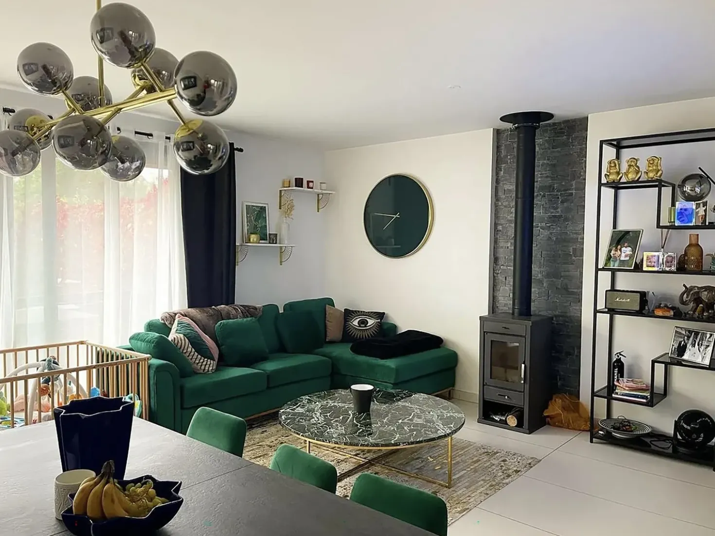 Divano angolare 4 posti OSLO Velluto Verde scuro Lato Sinistro
