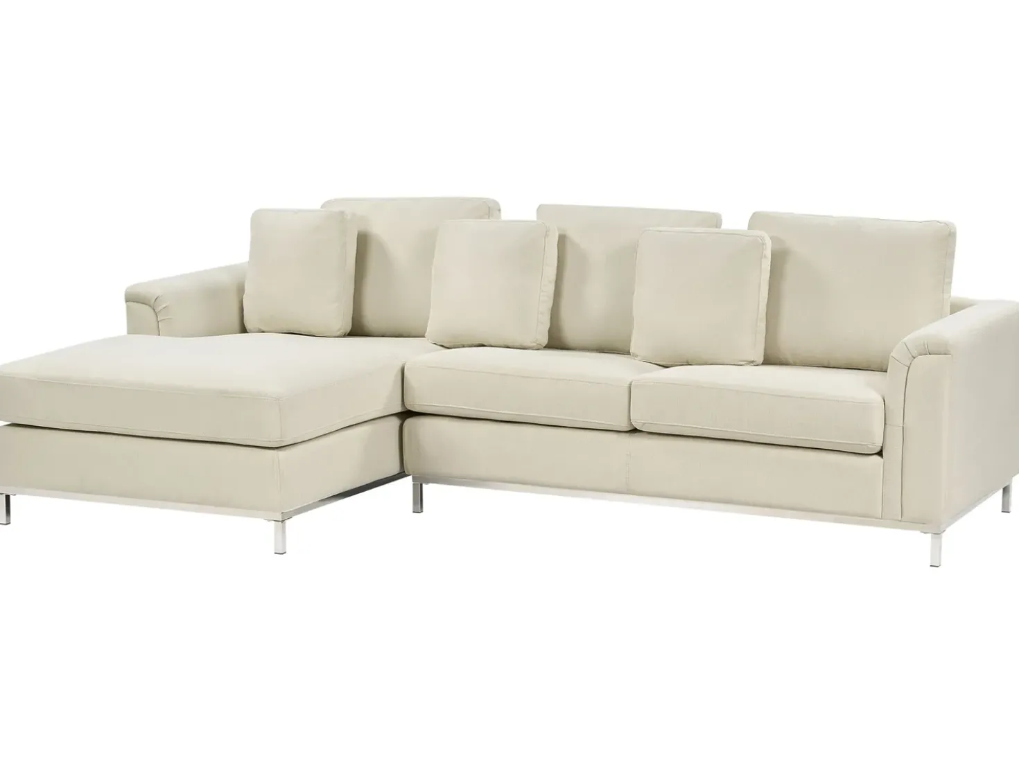 Divano angolare 4 posti OSLO Tessuto Beige Lato destro
