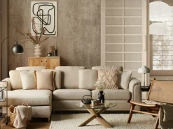 Divano angolare 4 posti OSLO Tessuto Beige Lato destro