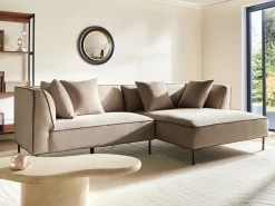 Divano angolare 3 posti SATER Ciniglia Marrone chiaro Lato Sinistro