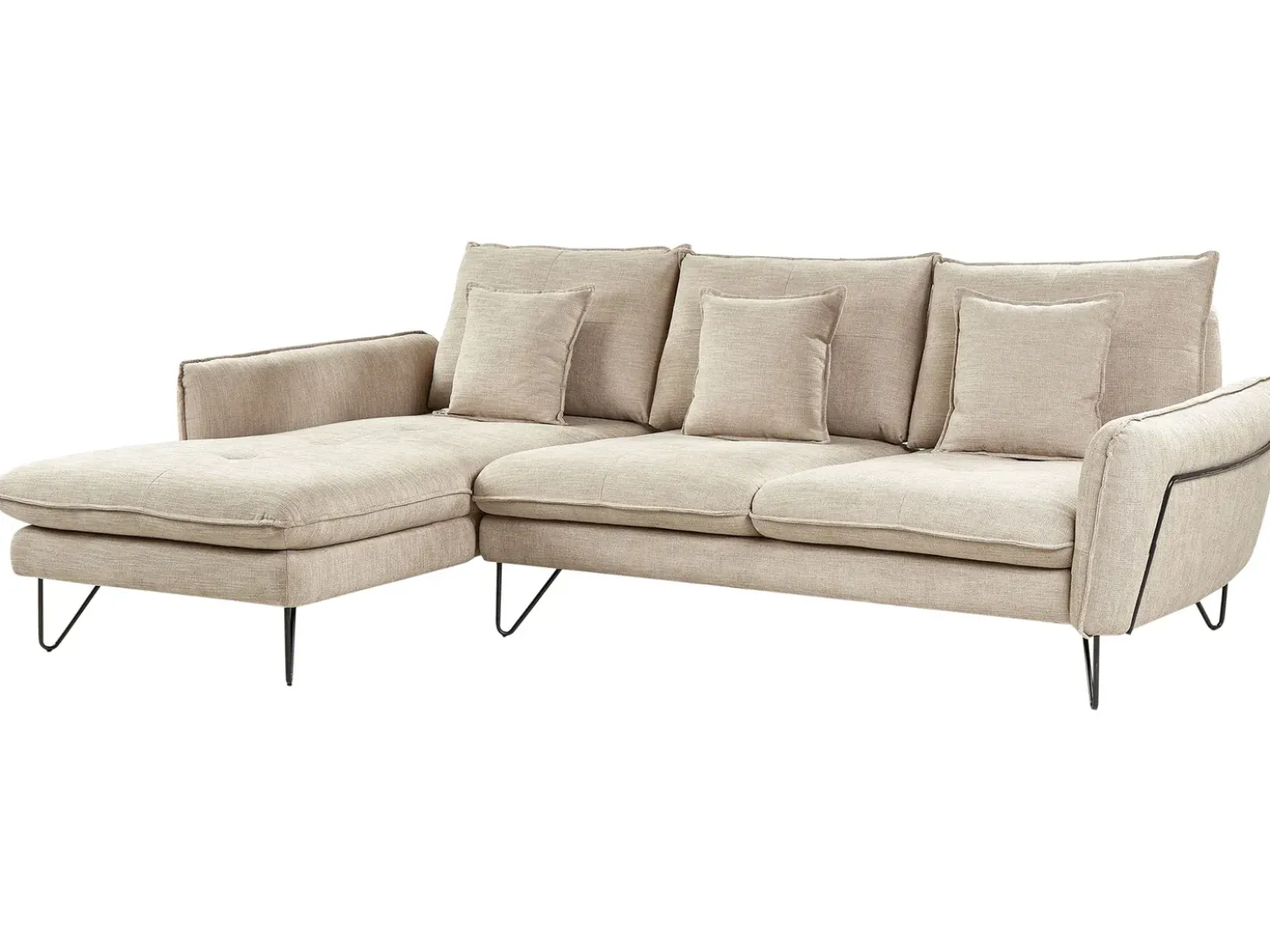Divano angolare 3 posti SERSAN Ciniglia Beige Lato destro