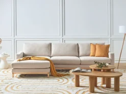 Divano angolare 4 posti SIGGARD Tessuto Beige Lato destro