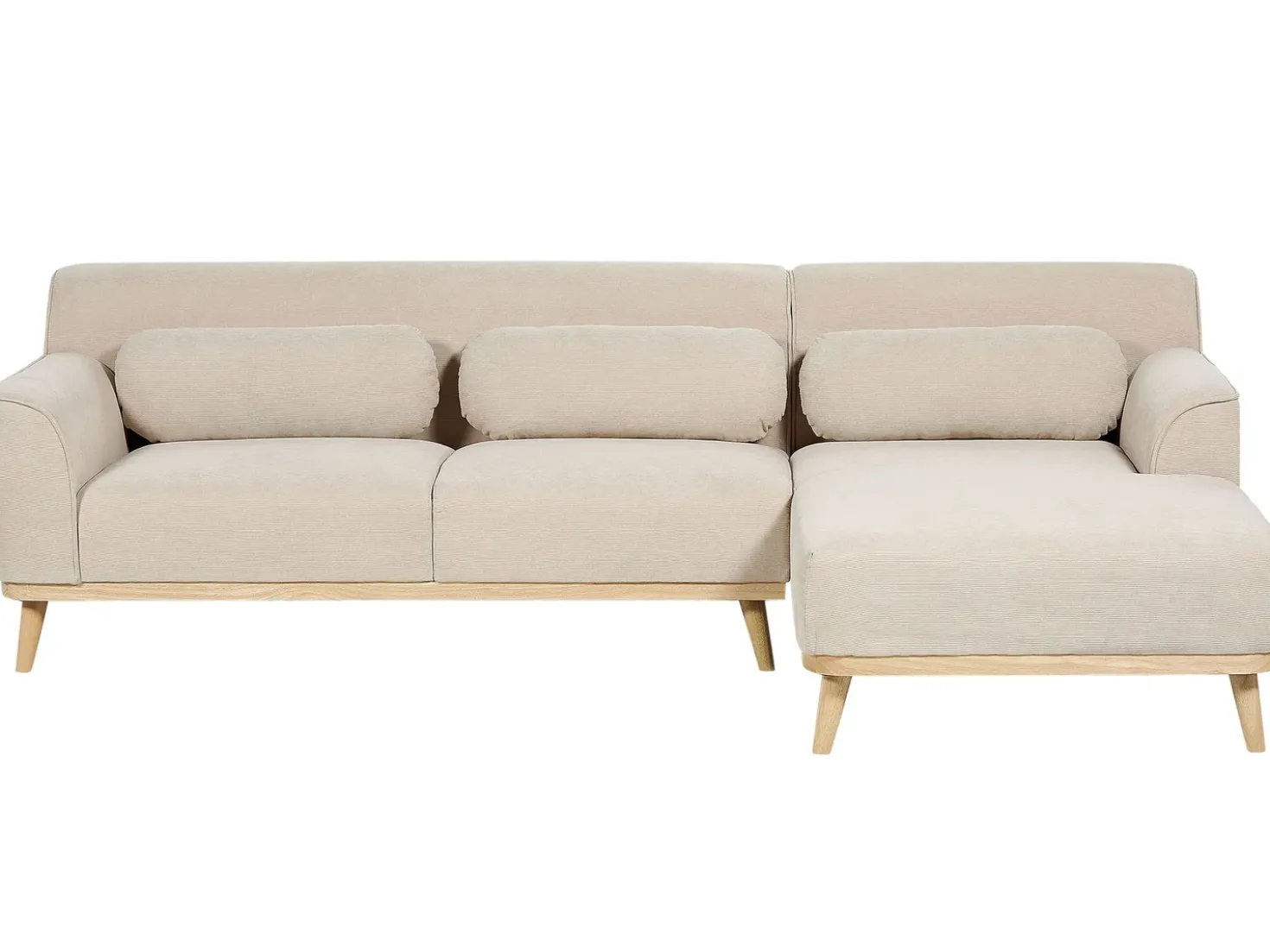 Divano angolare 3 posti SIMOS Velluto a coste Beige chiaro Lato Sinistro