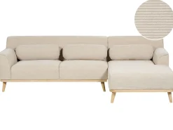 Divano angolare 3 posti SIMOS Velluto a coste Beige chiaro Lato Sinistro