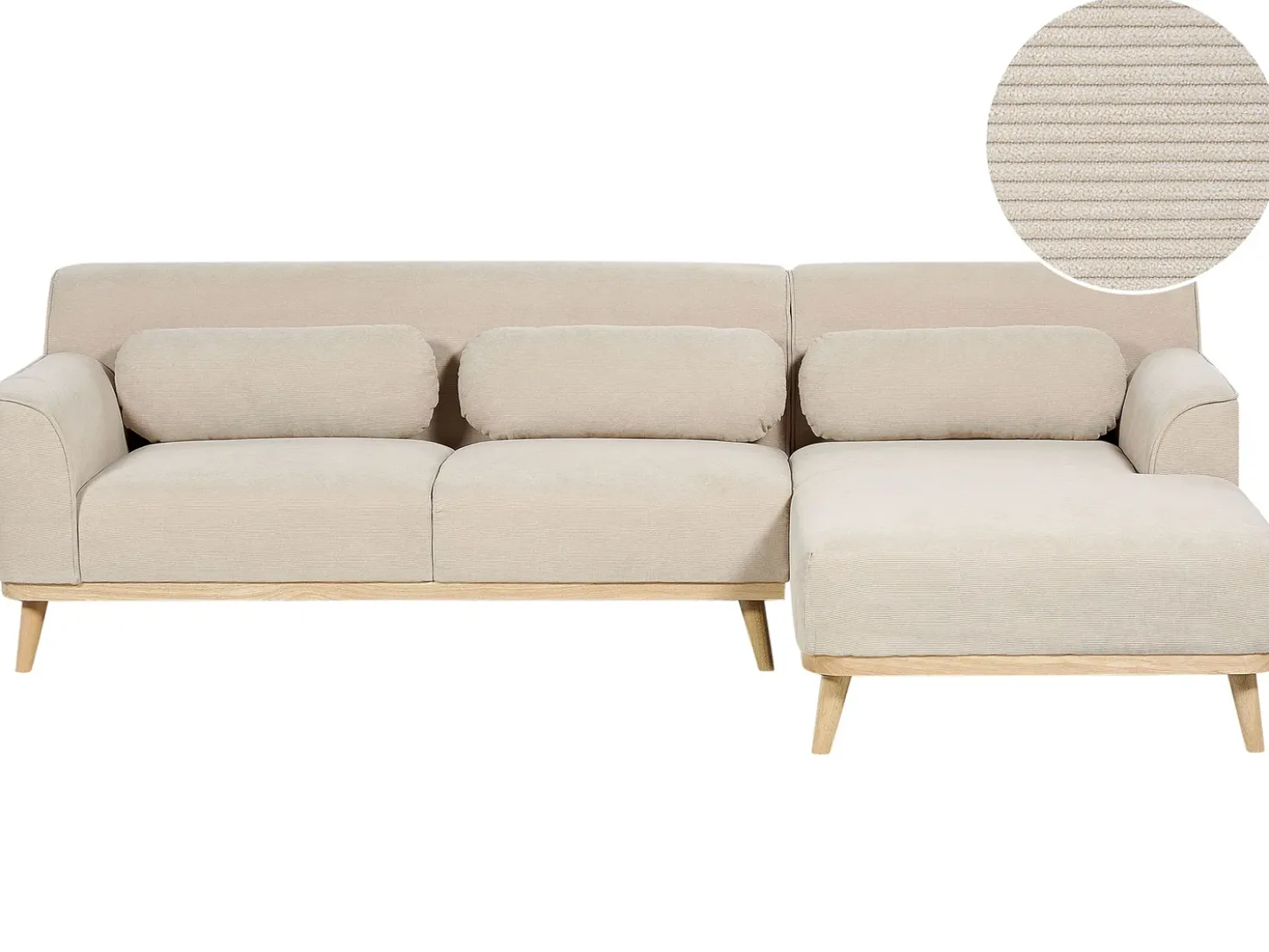 Divano angolare 3 posti SIMOS Velluto a coste Beige chiaro Lato Sinistro