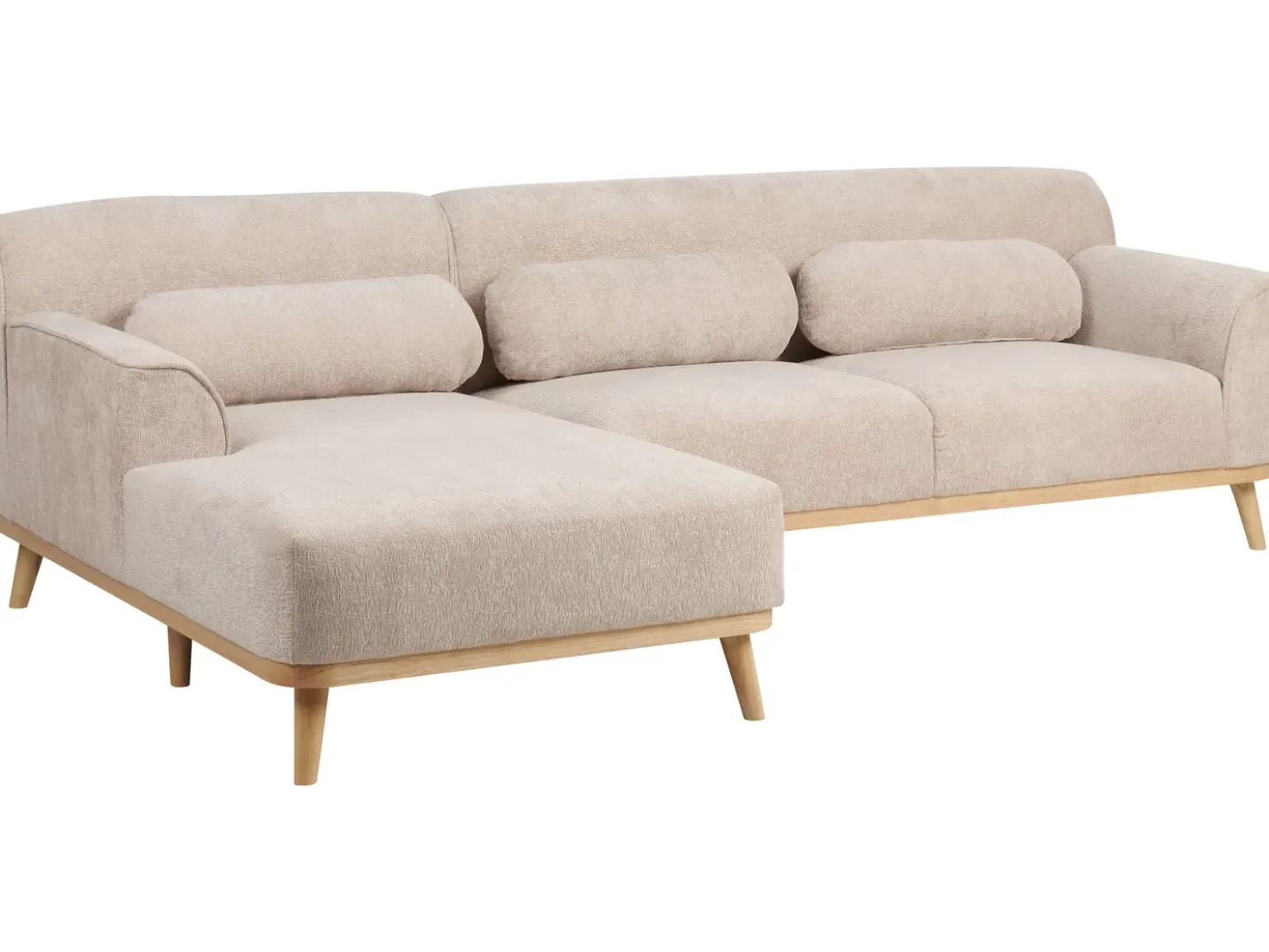 Divano angolare 3 posti SIMOS Ciniglia Beige Lato destro