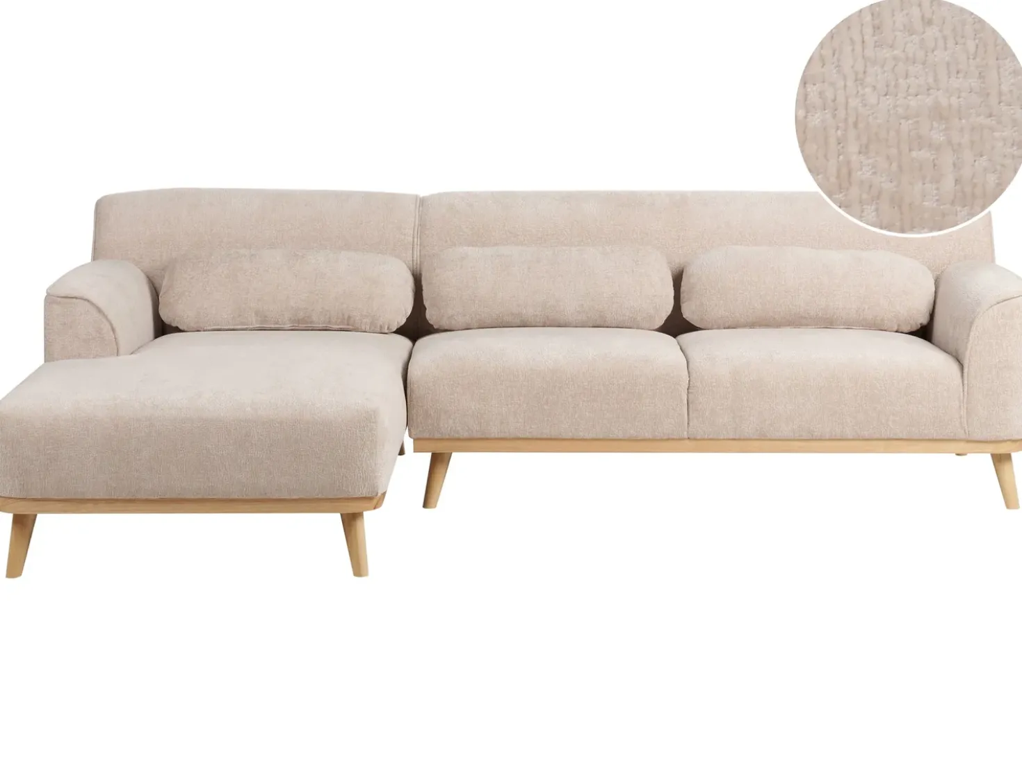 Divano angolare 3 posti SIMOS Ciniglia Beige Lato destro