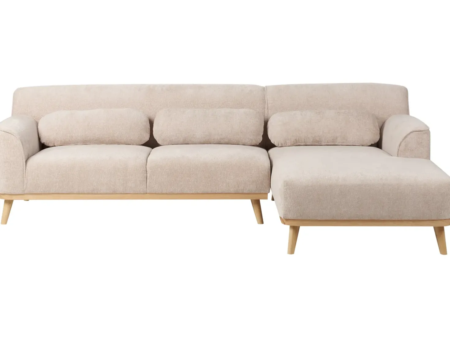 Divano angolare 3 posti SIMOS Ciniglia Beige Lato Sinistro