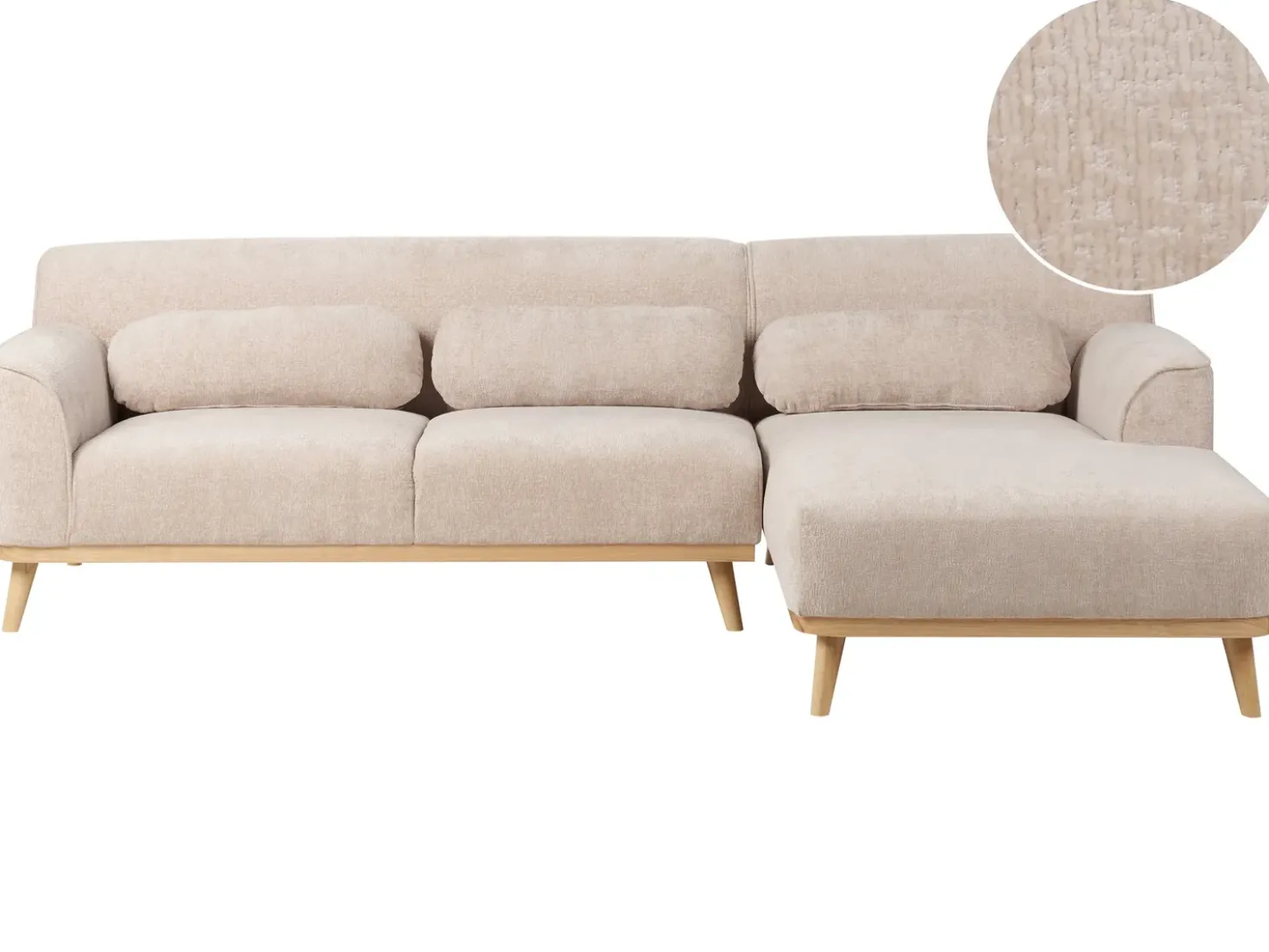 Divano angolare 3 posti SIMOS Ciniglia Beige Lato Sinistro