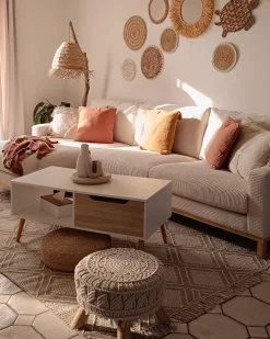 Divano angolare 4 posti SIGGARD II Velluto a coste Beige chiaro Lato destro