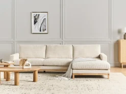 Divano angolare 4 posti SIGGARD Velluto a coste Beige chiaro Lato Sinistro