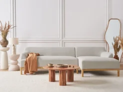Divano angolare 3 posti SOSJO Tessuto Beige chiaro Lato Sinistro