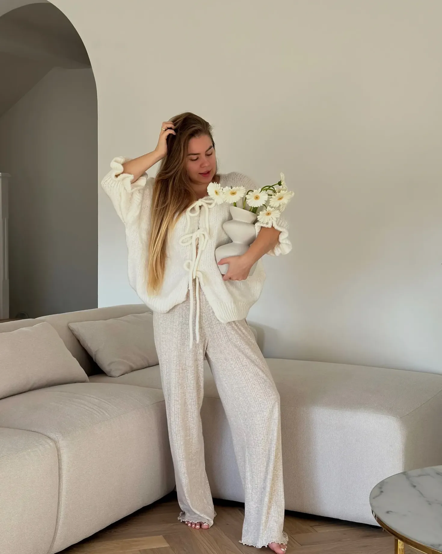 Divano angolare 3 posti SVANSELE Tessuto Beige chiaro Lato Sinistro