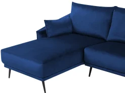 Divano angolare 3 posti VARDE Velluto Blu marino Lato destro