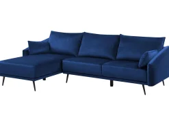 Divano angolare 3 posti VARDE Velluto Blu marino Lato destro