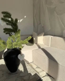 Divano angolare 3 posti VERNON Tessuto Beige chiaro Lato destro