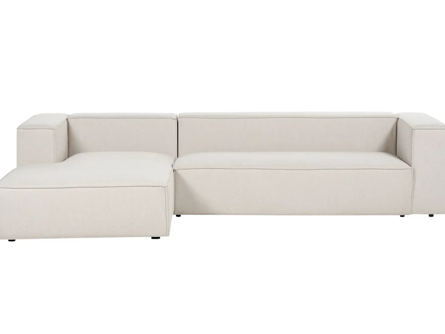 Divano angolare 3 posti VERNON Tessuto Beige chiaro Lato destro